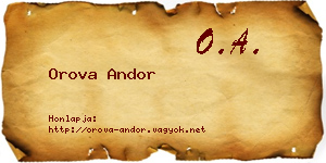 Orova Andor névjegykártya